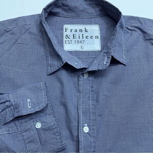 Frank & Eileen Paul Button Up Shirt Mens Size Large Long Sleeve Blue Checked USA